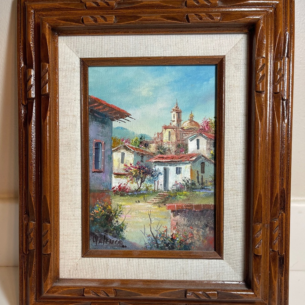 Vintage Framed Oil Painting Landscape Signed Palencia